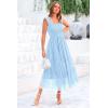imagePRETTYGARDEN Womens Summer Midi Tulle Dress Sleeveless Smocked Square Neck Ruffle Flowy Party Wedding Guest SundressLight Blue