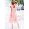 imagePRETTYGARDEN Womens Summer Midi Tulle Dress Sleeveless Smocked Square Neck Ruffle Flowy Party Wedding Guest SundressLight Pink