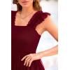 imagePRETTYGARDEN Womens Summer Midi Tulle Dress Sleeveless Smocked Square Neck Ruffle Flowy Party Wedding Guest SundressWine Red