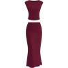 imagePRETTYGARDEN 2 Piece Sets for Women Summer 2025 Cap Sleeve Crop Tops Ruched Maxi Skirt Sets Spring Matching Vacation OutfitsWine Red