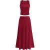 imagePRETTYGARDEN Skirt Sets Women 2 Piece Outfits 2025 Summer Casual Knit Tank Tops Flowy Midi Skirts Matching Vacation ClothesWine Red