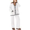 imagePRETTYGARDEN Womens 2 Piece Outfits Knit Matching Lounge Sets Long Sleeve V Neck Cardigan Sweaters Wide Leg Pants TracksuitsWhite