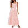 imagePRETTYGARDEN Womens 2025 Summer Spaghetti Strap Maxi Dresses Plaid Square Neck A Line Casual Beach Vacation Long SundressPink