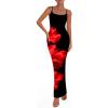 imagePRETTYGARDEN Womens Floral Maxi Dresses Summer 2025 Sexy Spaghetti Strap Slip Party Long Bodycon Mesh DressFloral Black Red