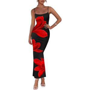 imagePRETTYGARDEN Womens Floral Maxi Dresses Summer 2025 Sexy Spaghetti Strap Slip Party Long Bodycon Mesh DressBlack