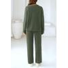 imagePRETTYGARDEN Womens 2 Piece Pullover Sweater Set Oversized V Neck Top Wide Leg Pants Fall Winter Fuzzy Lounge OutfitArmy Green