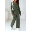 imagePRETTYGARDEN Womens 2 Piece Pullover Sweater Set Oversized V Neck Top Wide Leg Pants Fall Winter Fuzzy Lounge OutfitArmy Green