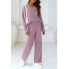 imagePRETTYGARDEN Womens 2 Piece Pullover Sweater Set Oversized V Neck Top Wide Leg Pants Fall Winter Fuzzy Lounge OutfitBean Paste Purple