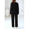 imagePRETTYGARDEN Womens 2 Piece Pullover Sweater Set Oversized V Neck Top Wide Leg Pants Fall Winter Fuzzy Lounge OutfitBlack