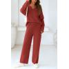 imagePRETTYGARDEN Womens 2 Piece Pullover Sweater Set Oversized V Neck Top Wide Leg Pants Fall Winter Fuzzy Lounge OutfitBrick Red