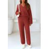 imagePRETTYGARDEN Womens 2 Piece Pullover Sweater Set Oversized V Neck Top Wide Leg Pants Fall Winter Fuzzy Lounge OutfitBrick Red