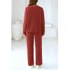 imagePRETTYGARDEN Womens 2 Piece Pullover Sweater Set Oversized V Neck Top Wide Leg Pants Fall Winter Fuzzy Lounge OutfitBrick Red