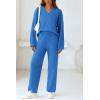 imagePRETTYGARDEN Womens 2 Piece Pullover Sweater Set Oversized V Neck Top Wide Leg Pants Fall Winter Fuzzy Lounge OutfitBrilliant Blue
