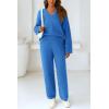 imagePRETTYGARDEN Womens 2 Piece Pullover Sweater Set Oversized V Neck Top Wide Leg Pants Fall Winter Fuzzy Lounge OutfitBrilliant Blue