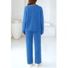 imagePRETTYGARDEN Womens 2 Piece Pullover Sweater Set Oversized V Neck Top Wide Leg Pants Fall Winter Fuzzy Lounge OutfitBrilliant Blue