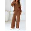 imagePRETTYGARDEN Womens 2 Piece Pullover Sweater Set Oversized V Neck Top Wide Leg Pants Fall Winter Fuzzy Lounge OutfitBrown