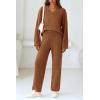 imagePRETTYGARDEN Womens 2 Piece Pullover Sweater Set Oversized V Neck Top Wide Leg Pants Fall Winter Fuzzy Lounge OutfitBrown