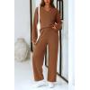 imagePRETTYGARDEN Womens 2 Piece Pullover Sweater Set Oversized V Neck Top Wide Leg Pants Fall Winter Fuzzy Lounge OutfitBrown