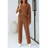 imagePRETTYGARDEN Womens 2 Piece Pullover Sweater Set Oversized V Neck Top Wide Leg Pants Fall Winter Fuzzy Lounge OutfitBrown