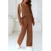 imagePRETTYGARDEN Womens 2 Piece Pullover Sweater Set Oversized V Neck Top Wide Leg Pants Fall Winter Fuzzy Lounge OutfitBrown