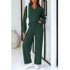 imagePRETTYGARDEN Womens 2 Piece Pullover Sweater Set Oversized V Neck Top Wide Leg Pants Fall Winter Fuzzy Lounge OutfitDark Green