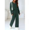 imagePRETTYGARDEN Womens 2 Piece Pullover Sweater Set Oversized V Neck Top Wide Leg Pants Fall Winter Fuzzy Lounge OutfitDark Green