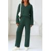 imagePRETTYGARDEN Womens 2 Piece Pullover Sweater Set Oversized V Neck Top Wide Leg Pants Fall Winter Fuzzy Lounge OutfitDark Green