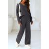 imagePRETTYGARDEN Womens 2 Piece Pullover Sweater Set Oversized V Neck Top Wide Leg Pants Fall Winter Fuzzy Lounge OutfitDark Grey