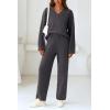 imagePRETTYGARDEN Womens 2 Piece Pullover Sweater Set Oversized V Neck Top Wide Leg Pants Fall Winter Fuzzy Lounge OutfitDark Grey