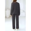 imagePRETTYGARDEN Womens 2 Piece Pullover Sweater Set Oversized V Neck Top Wide Leg Pants Fall Winter Fuzzy Lounge OutfitDark Grey