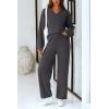imagePRETTYGARDEN Womens 2 Piece Pullover Sweater Set Oversized V Neck Top Wide Leg Pants Fall Winter Fuzzy Lounge OutfitDark Grey