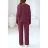 imagePRETTYGARDEN Womens 2 Piece Pullover Sweater Set Oversized V Neck Top Wide Leg Pants Fall Winter Fuzzy Lounge OutfitDark Purple