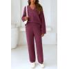 imagePRETTYGARDEN Womens 2 Piece Pullover Sweater Set Oversized V Neck Top Wide Leg Pants Fall Winter Fuzzy Lounge OutfitDark Purple