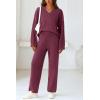 imagePRETTYGARDEN Womens 2 Piece Pullover Sweater Set Oversized V Neck Top Wide Leg Pants Fall Winter Fuzzy Lounge OutfitDark Purple