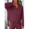 imagePRETTYGARDEN Womens 2 Piece Pullover Sweater Set Oversized V Neck Top Wide Leg Pants Fall Winter Fuzzy Lounge OutfitDark Purple