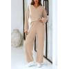 imagePRETTYGARDEN Womens 2 Piece Pullover Sweater Set Oversized V Neck Top Wide Leg Pants Fall Winter Fuzzy Lounge OutfitKhaki