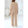 imagePRETTYGARDEN Womens 2 Piece Pullover Sweater Set Oversized V Neck Top Wide Leg Pants Fall Winter Fuzzy Lounge OutfitKhaki