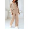 imagePRETTYGARDEN Womens 2 Piece Pullover Sweater Set Oversized V Neck Top Wide Leg Pants Fall Winter Fuzzy Lounge OutfitKhaki