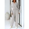 imagePRETTYGARDEN Womens 2 Piece Pullover Sweater Set Oversized V Neck Top Wide Leg Pants Fall Winter Fuzzy Lounge OutfitLight Grey