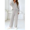 imagePRETTYGARDEN Womens 2 Piece Pullover Sweater Set Oversized V Neck Top Wide Leg Pants Fall Winter Fuzzy Lounge OutfitLight Grey