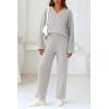 imagePRETTYGARDEN Womens 2 Piece Pullover Sweater Set Oversized V Neck Top Wide Leg Pants Fall Winter Fuzzy Lounge OutfitLight Grey