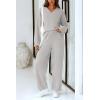 imagePRETTYGARDEN Womens 2 Piece Pullover Sweater Set Oversized V Neck Top Wide Leg Pants Fall Winter Fuzzy Lounge OutfitLight Grey