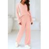 imagePRETTYGARDEN Womens 2 Piece Pullover Sweater Set Oversized V Neck Top Wide Leg Pants Fall Winter Fuzzy Lounge OutfitLight Pink