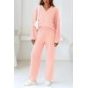 imagePRETTYGARDEN Womens 2 Piece Pullover Sweater Set Oversized V Neck Top Wide Leg Pants Fall Winter Fuzzy Lounge OutfitLight Pink