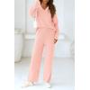 imagePRETTYGARDEN Womens 2 Piece Pullover Sweater Set Oversized V Neck Top Wide Leg Pants Fall Winter Fuzzy Lounge OutfitLight Pink
