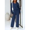 imagePRETTYGARDEN Womens 2 Piece Pullover Sweater Set Oversized V Neck Top Wide Leg Pants Fall Winter Fuzzy Lounge OutfitNavy