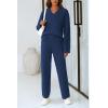 imagePRETTYGARDEN Womens 2 Piece Pullover Sweater Set Oversized V Neck Top Wide Leg Pants Fall Winter Fuzzy Lounge OutfitNavy