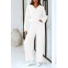 imagePRETTYGARDEN Womens 2 Piece Pullover Sweater Set Oversized V Neck Top Wide Leg Pants Fall Winter Fuzzy Lounge OutfitWhite