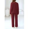 imagePRETTYGARDEN Womens 2 Piece Pullover Sweater Set Oversized V Neck Top Wide Leg Pants Fall Winter Fuzzy Lounge OutfitWine Red
