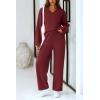 imagePRETTYGARDEN Womens 2 Piece Pullover Sweater Set Oversized V Neck Top Wide Leg Pants Fall Winter Fuzzy Lounge OutfitWine Red